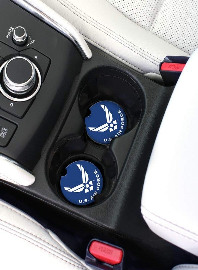 Elektroplate قواعد أكواب سيراميك للسيارات من إليكتروبليت، مرخصة رسميًا، تحمل شعار أجنحة القوات الجوية الأمريكية (قطر 2.6 بوصة) | مناسبة لجميع أنواع السيارات والشاحنات وسيارات الدفع الرباعي وغيرها | ماصة للماء، مانعة للانزلاق، متينة | طقم من قطعتين - Image 2